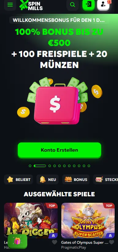 Spinmills App Vorschau